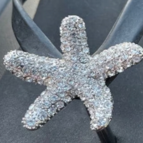 Tommy Bahama Rhinestone Starfish Wedge Sandals Black Size 9 - Picture 3 of 17